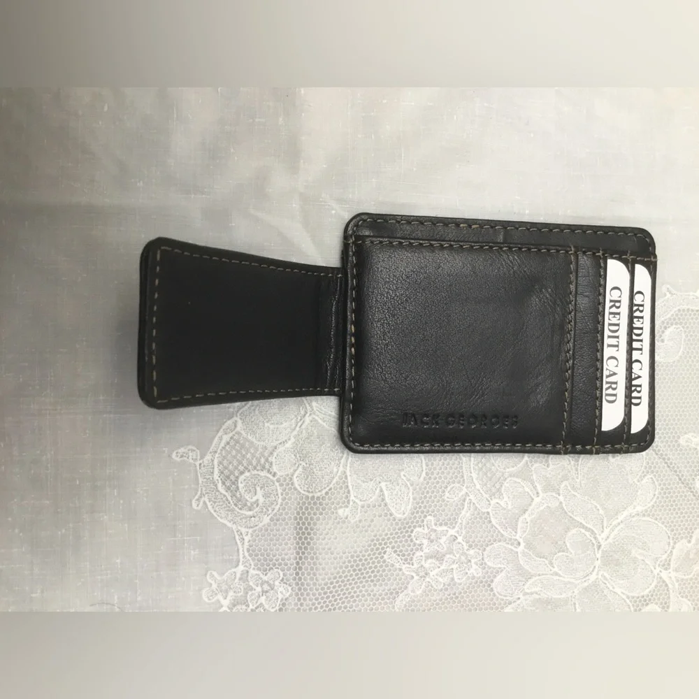 Jack Georges Black Leather Card Holder